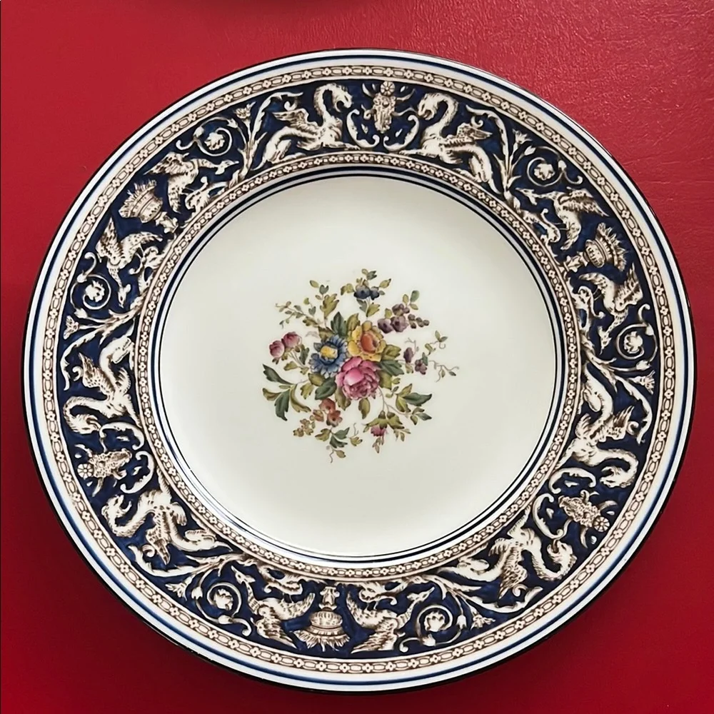 Wedgwood Florentine Dark Blue Rim Salad Plate |Set of 2